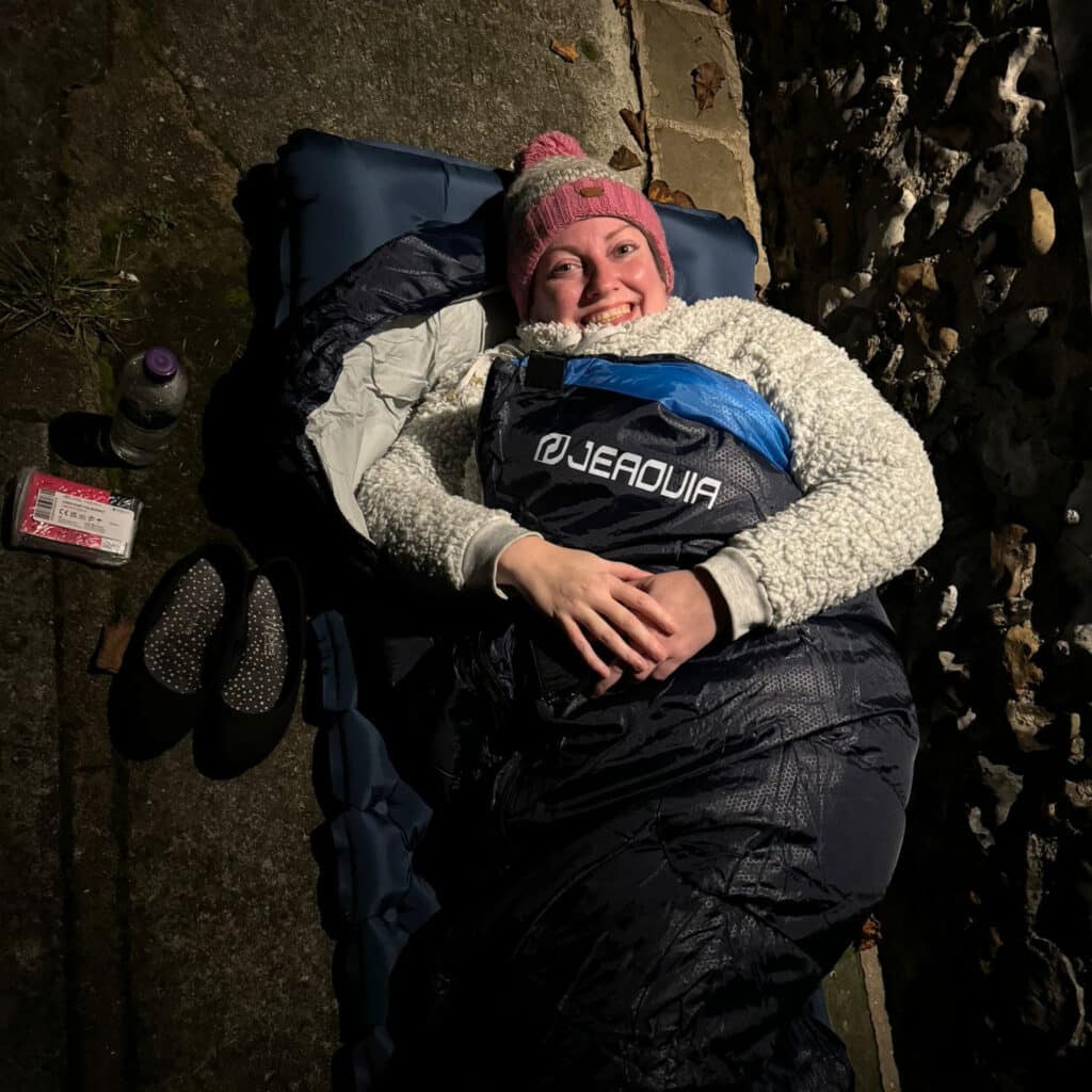 Sleep Out 2024 Girl in Sleeping bag